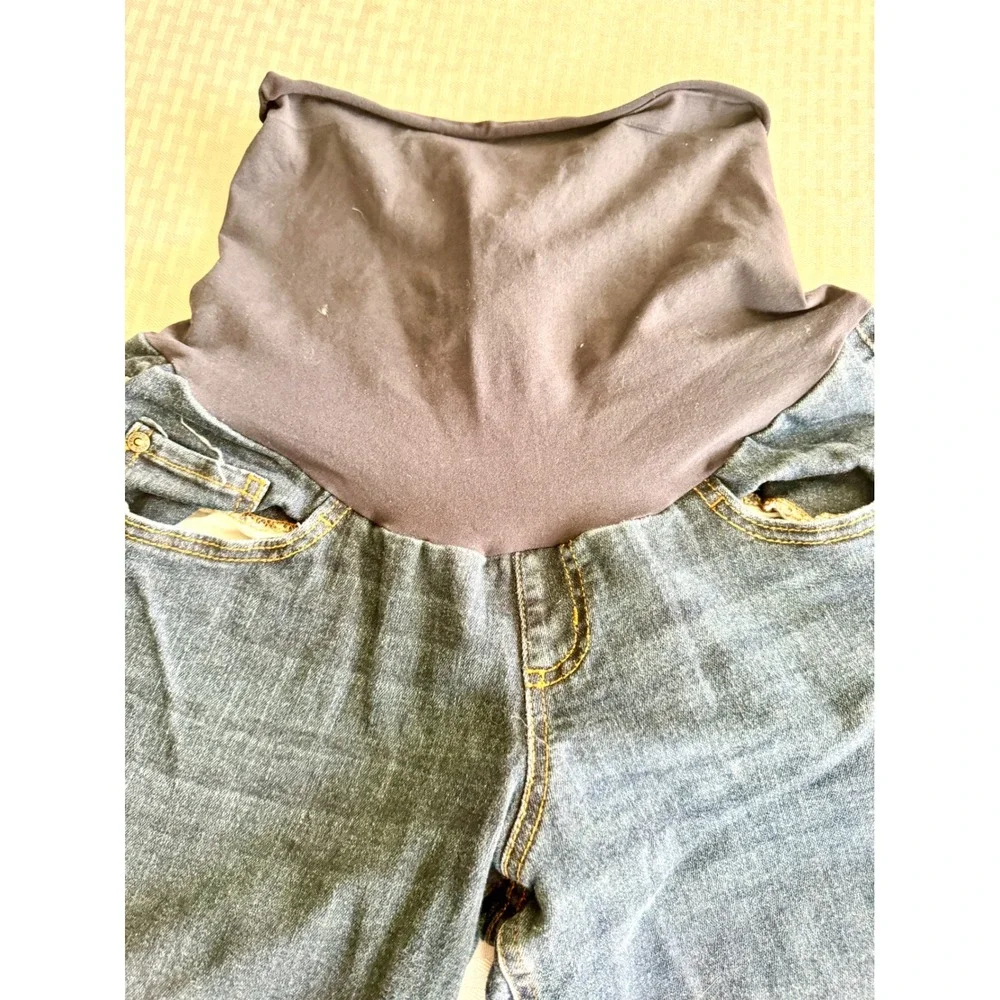Indigo Blue Distressed Maternity Boyfriend Jeans Bundle 2 Pair Blue Size L